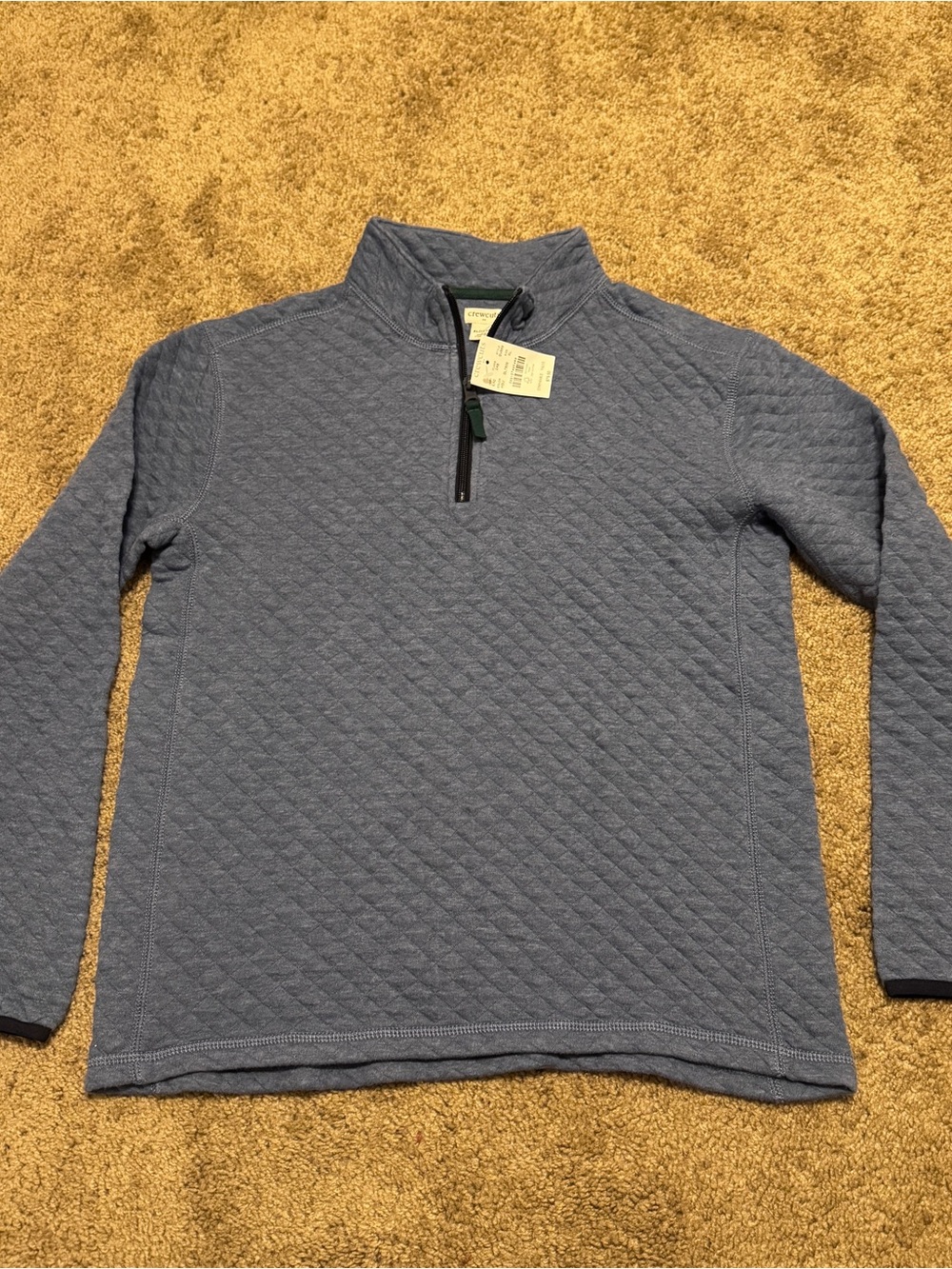 J. Crew Crewcuts Sweater Youth Boys XL 12-14 Blue Pullover Quarter Zip